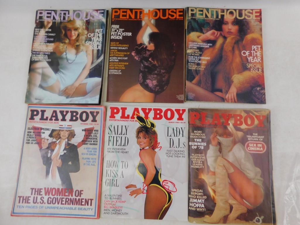 Lot of 3 Playboy and 3 Penthouse Magazines 1970's and (1 of 4)