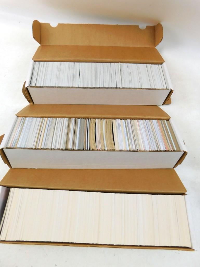 Lot of 3 Single Sleeve Boxes of Sports Cards: Lot of 3 Single Sleeve Boxes of Sports Cards - Mostly Baseball, Football, Basketball - Random cards were pulled and shown in the second picture to show the variety