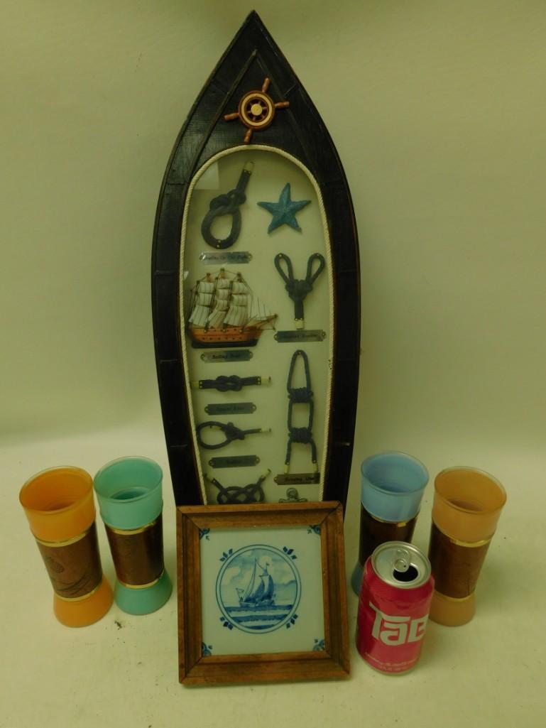 Nautical Wall Hanging, Vintage Tiki Drinking Glasses, (1 of 2)
