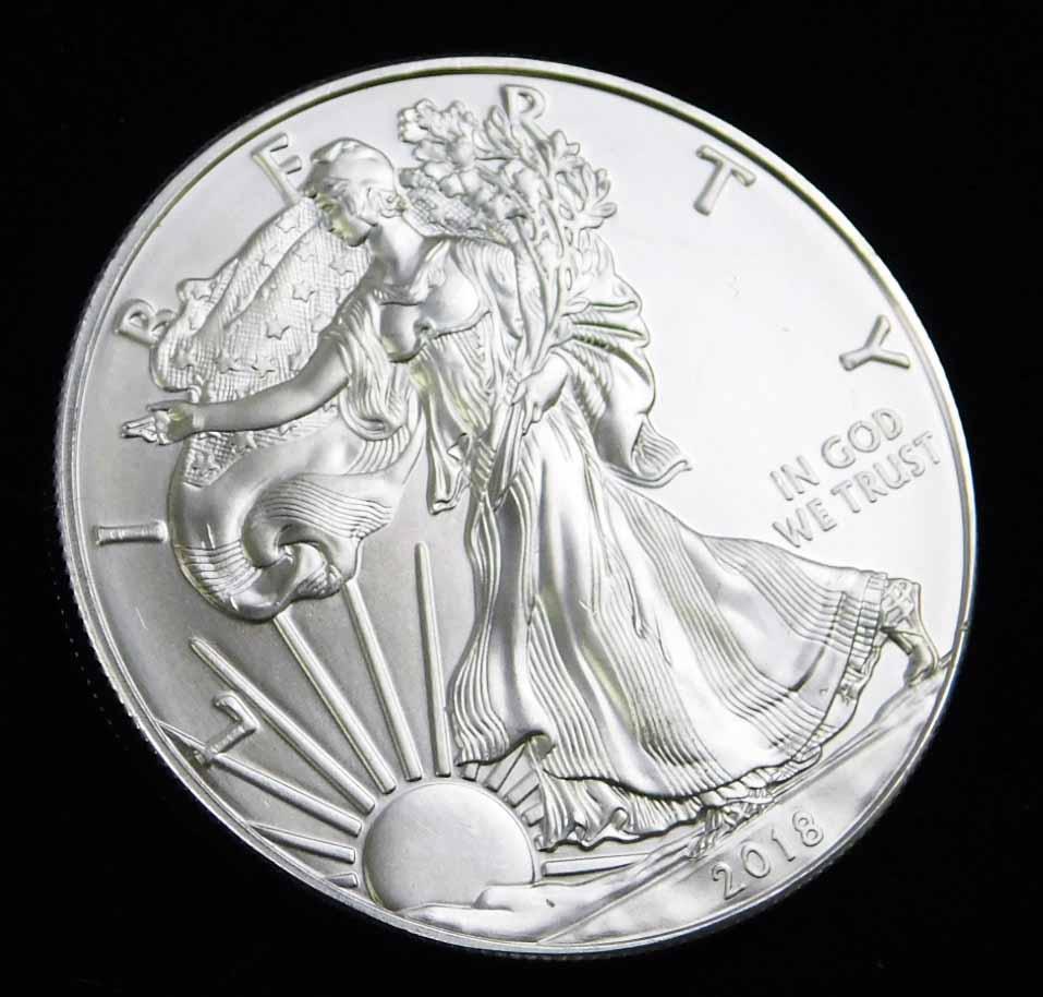 2018 BU American Silver Eagle 1 oz Silver Round (1 of 2)
