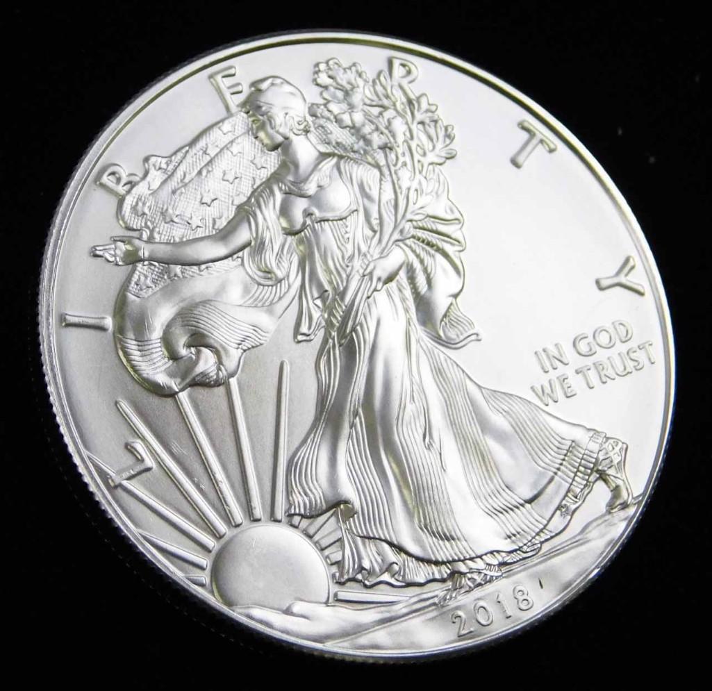 2018 BU American Silver Eagle 1 oz Silver Round (1 of 2)
