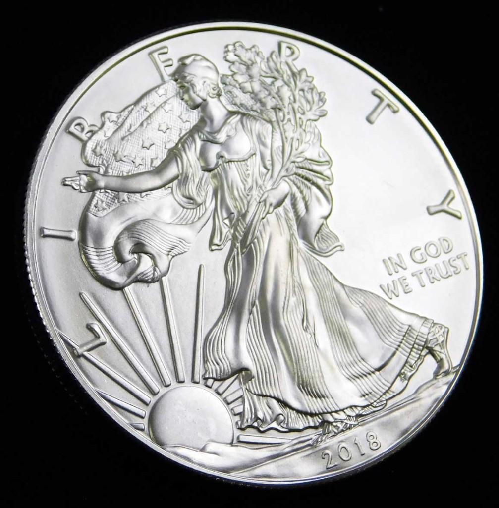 2018 BU American Silver Eagle 1 oz Silver Round (1 of 2)