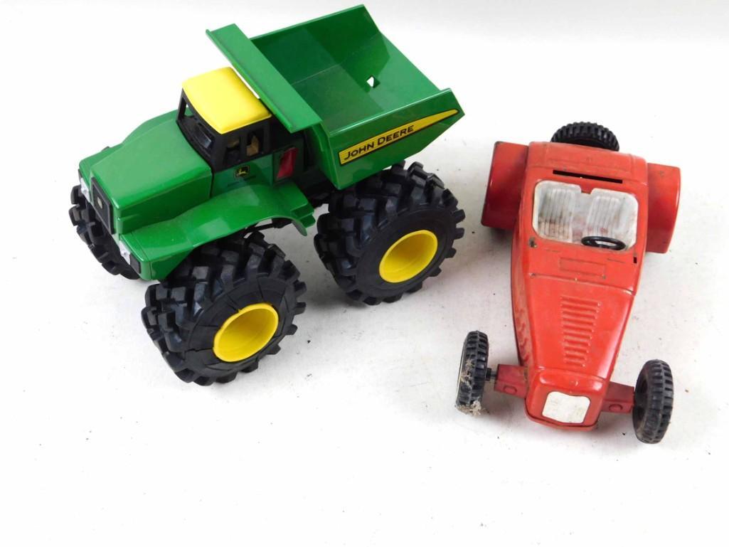 Vintage Metal Toy Race Car and a Modern Toy John Deere (1 of 3)