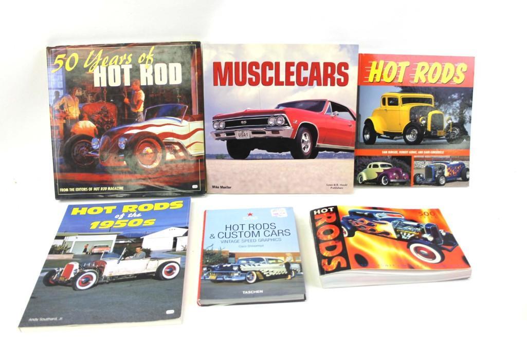 Lot of 6 Books on Cars: Lot of 6 Books on Cars including 50 Years of Hot Rod , Musclecars , Hot Rods , Hot Rods of the 1950s , Hot Rods & Custom Cars , Hot Rods