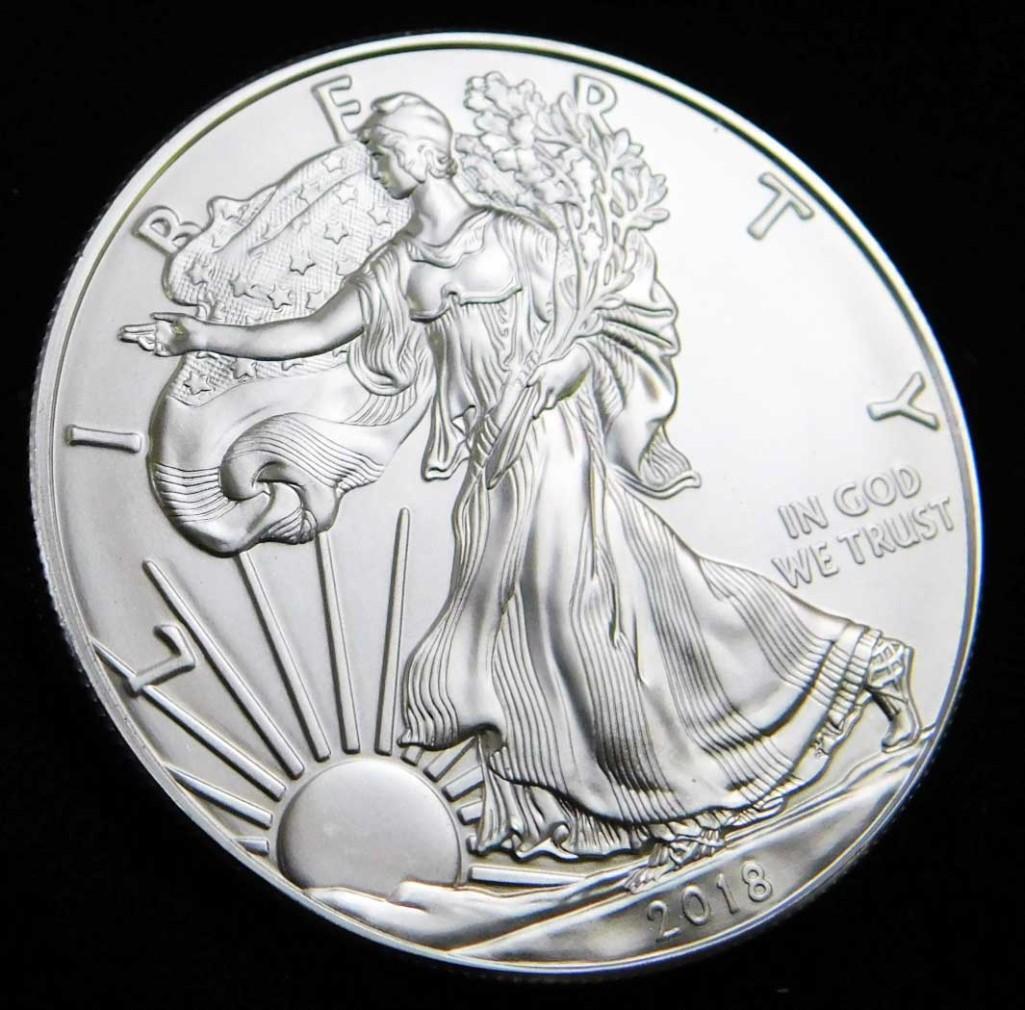 2018 BU American Silver Eagle 1 oz Silver Round (1 of 2)