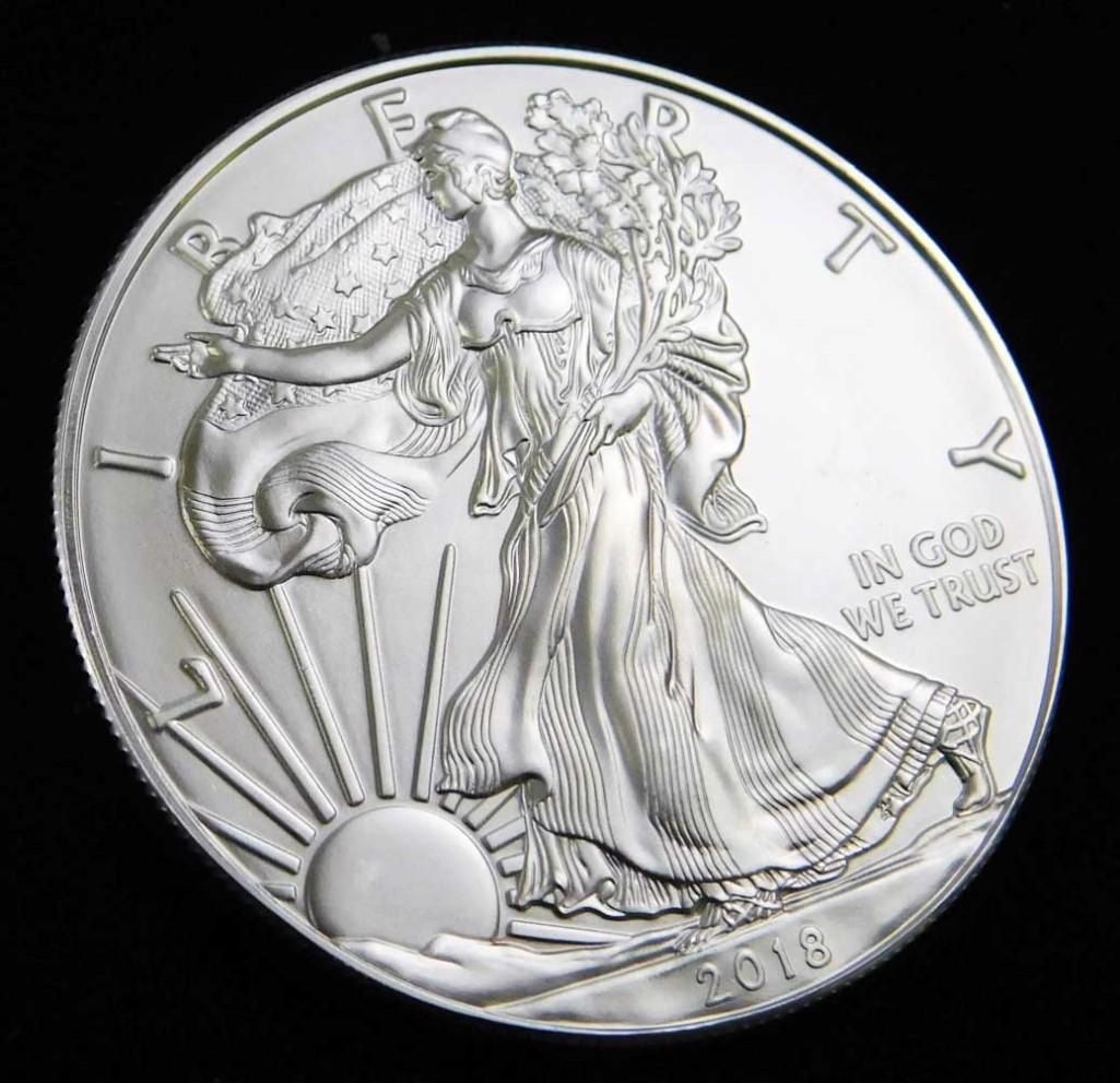 2018 BU American Silver Eagle 1 oz Silver Round (1 of 2)