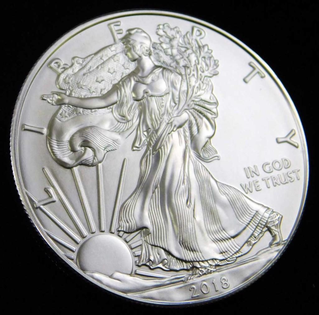 2018 BU American Silver Eagle 1 oz Silver Round (1 of 2)