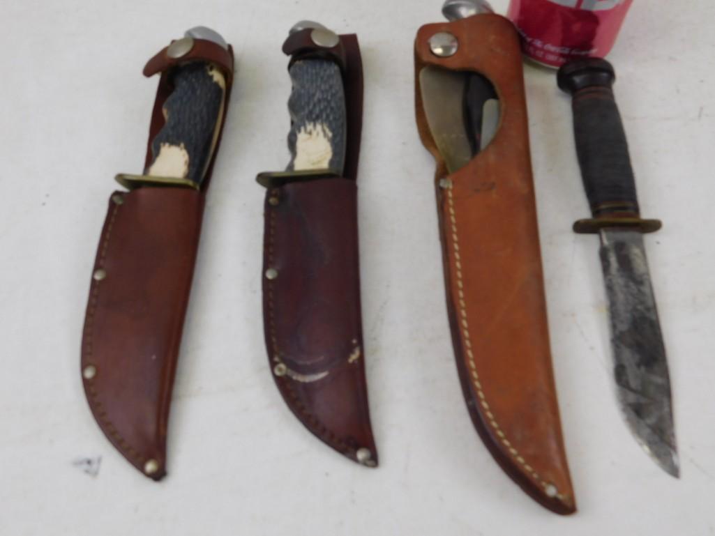 Lot of 4 Knives - 3 have sheaths (1 of 4)