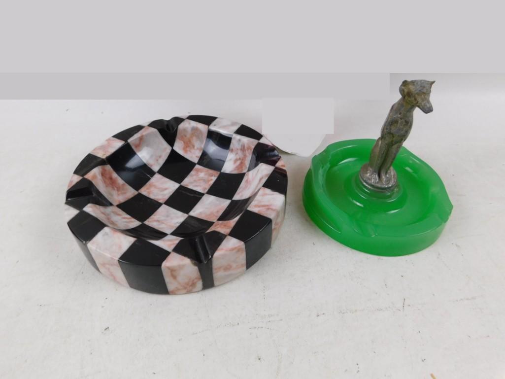 2 Vintage Ash Trays - Checkerboard and Jade color with (1 of 5)