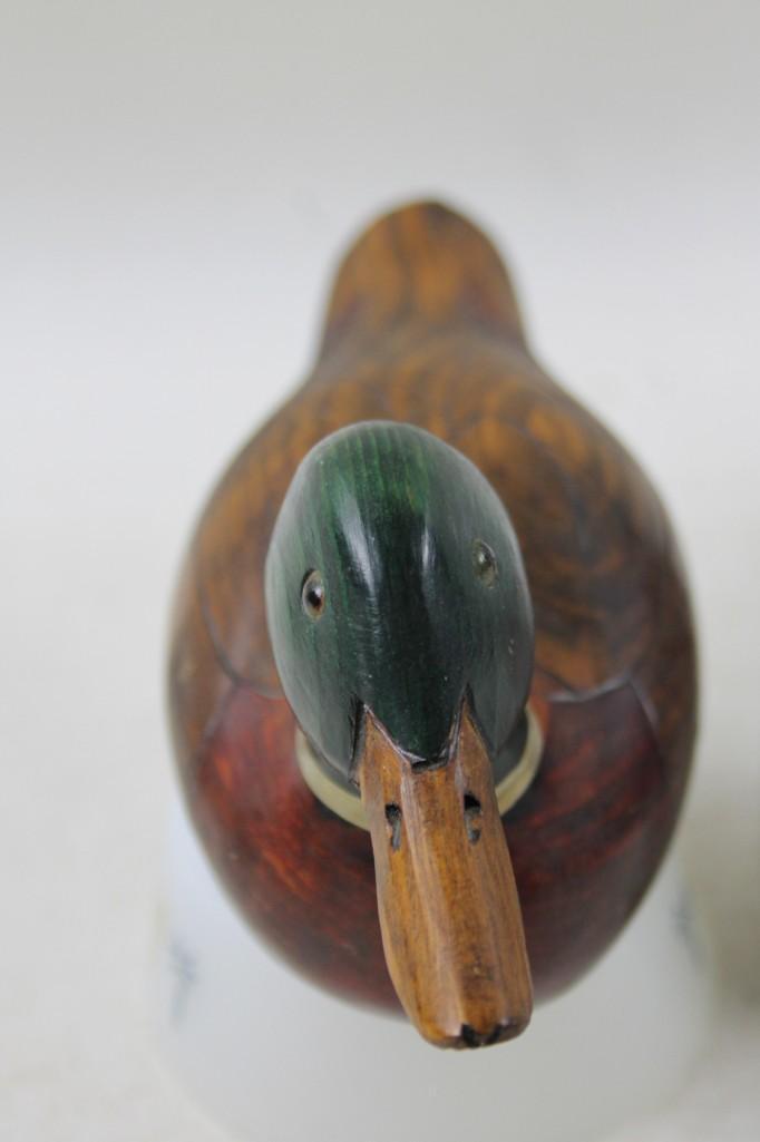Vintage Wooden Mallard Duck Decoy Signed (1 of 4)