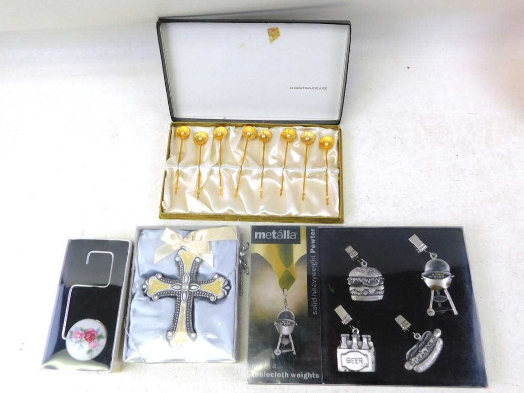 Lot of Smalls incl Gold Plated Appetizer Sticks, Purse (1 of 5)