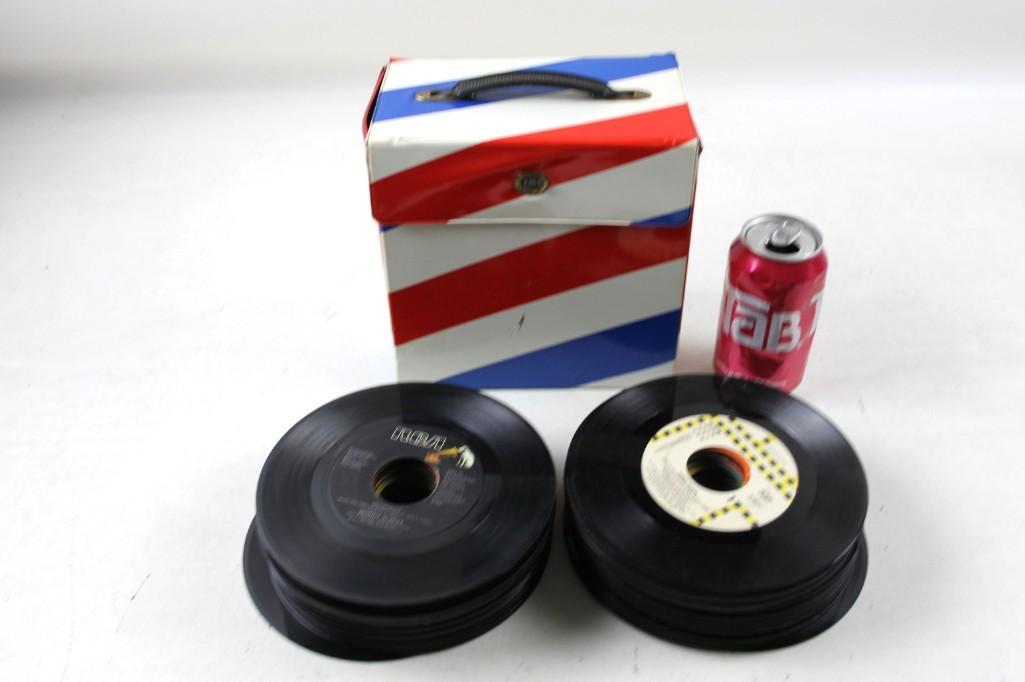 Lot of 45 RPM Vinyl Records in a Vintage Case (1 of 4)