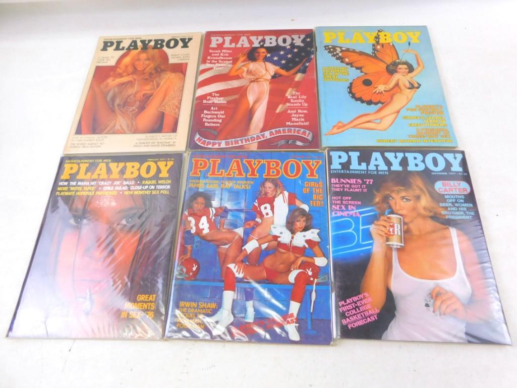 Lot of 6 Playboy Magazines from 1976-1977 (1 of 4)