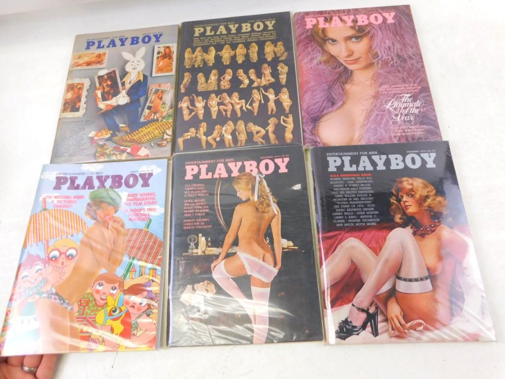 Lot of 6 Playboy Magazines from 1973-1974 (1 of 4)