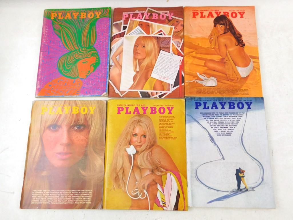 Lot of 6 Playboy Magazines 1 from '67 and 5 from '69 (1 of 4)