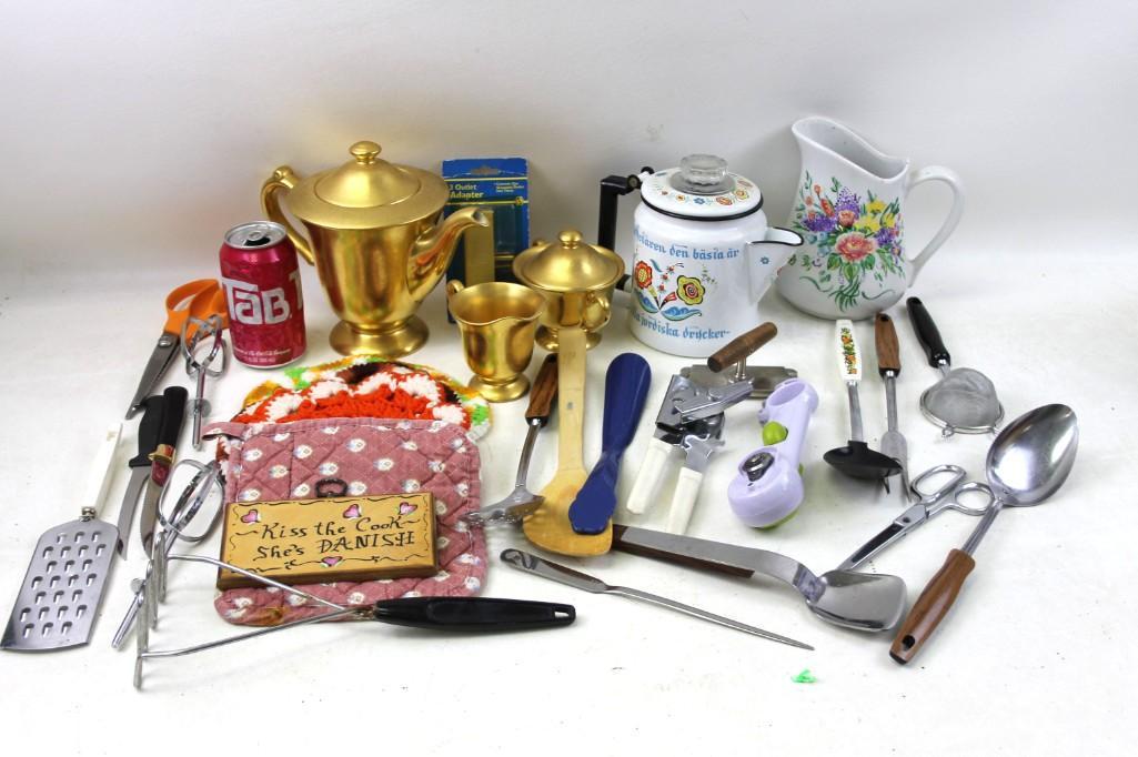Lot of Kitchen Collectibles incl Teapot , Coffee Pot , (1 of 7)