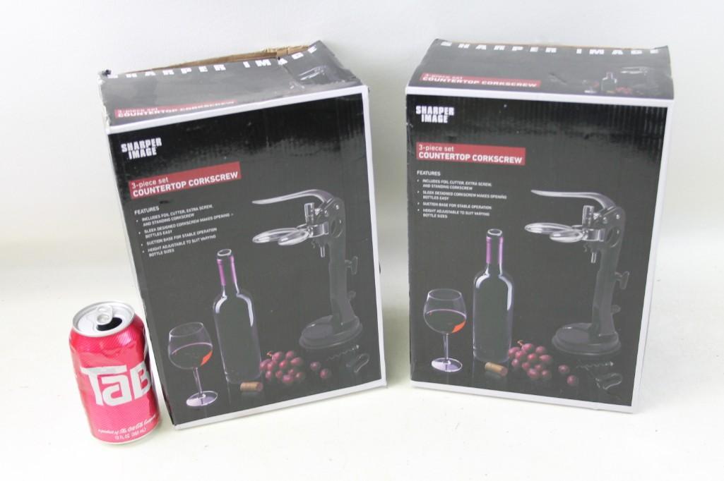 2 Sharper Image Countertop Corkscrew Wine Bottle: 2 Sharper Image Countertop Corkscrew Wine Bottle Openers in Original Boxes