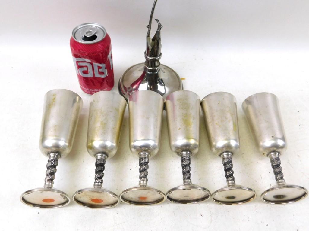 Set of 6 Metal Wine Glasses / Goblets, etc.: Set of 6 Metal Wine Glasses / Goblets, etc.