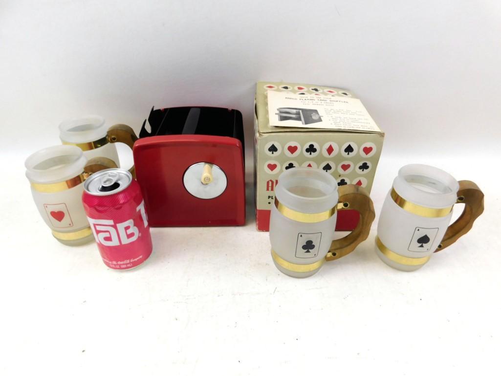 Lot of Playing Card Drinking Mugs and a card Shuffler (1 of 4)