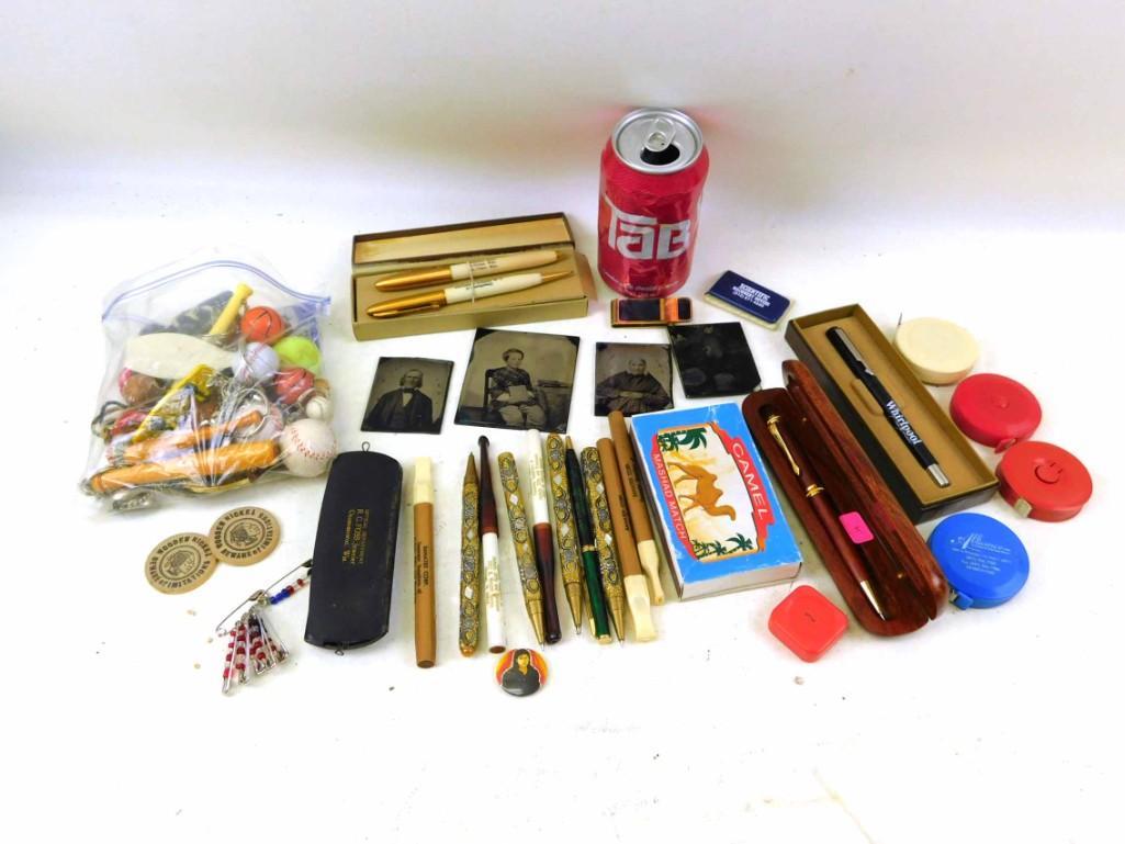 Lot of Smalls incl Tin Type Photos , Advertising Pens , (1 of 2)