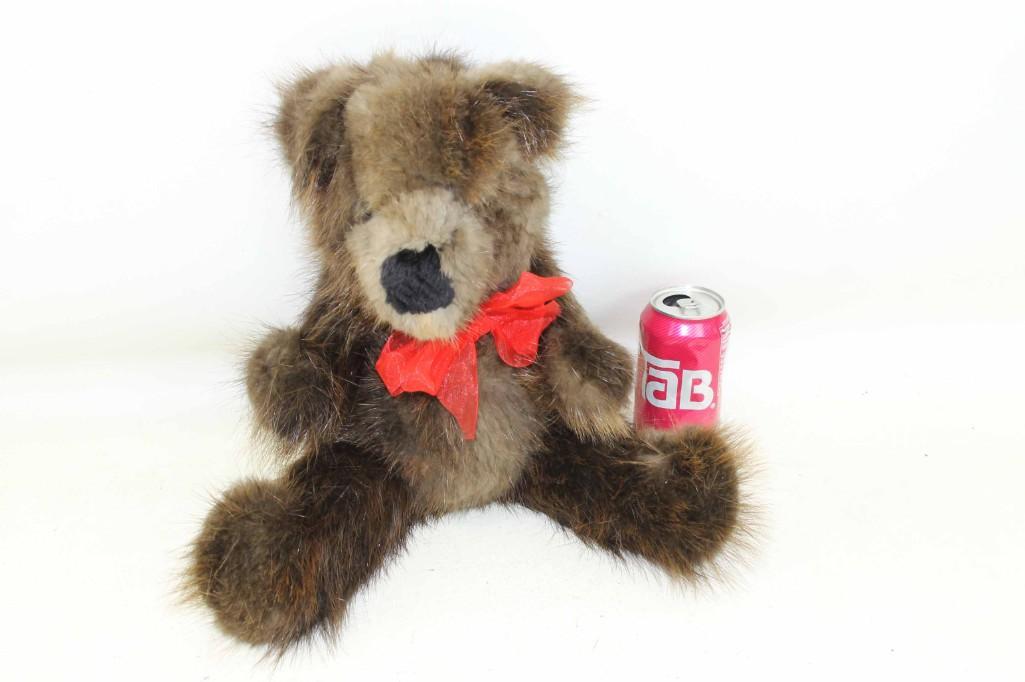 18" Soft Brown Mink Jointed Teddy Bear w Glass Eyes (1 of 4)