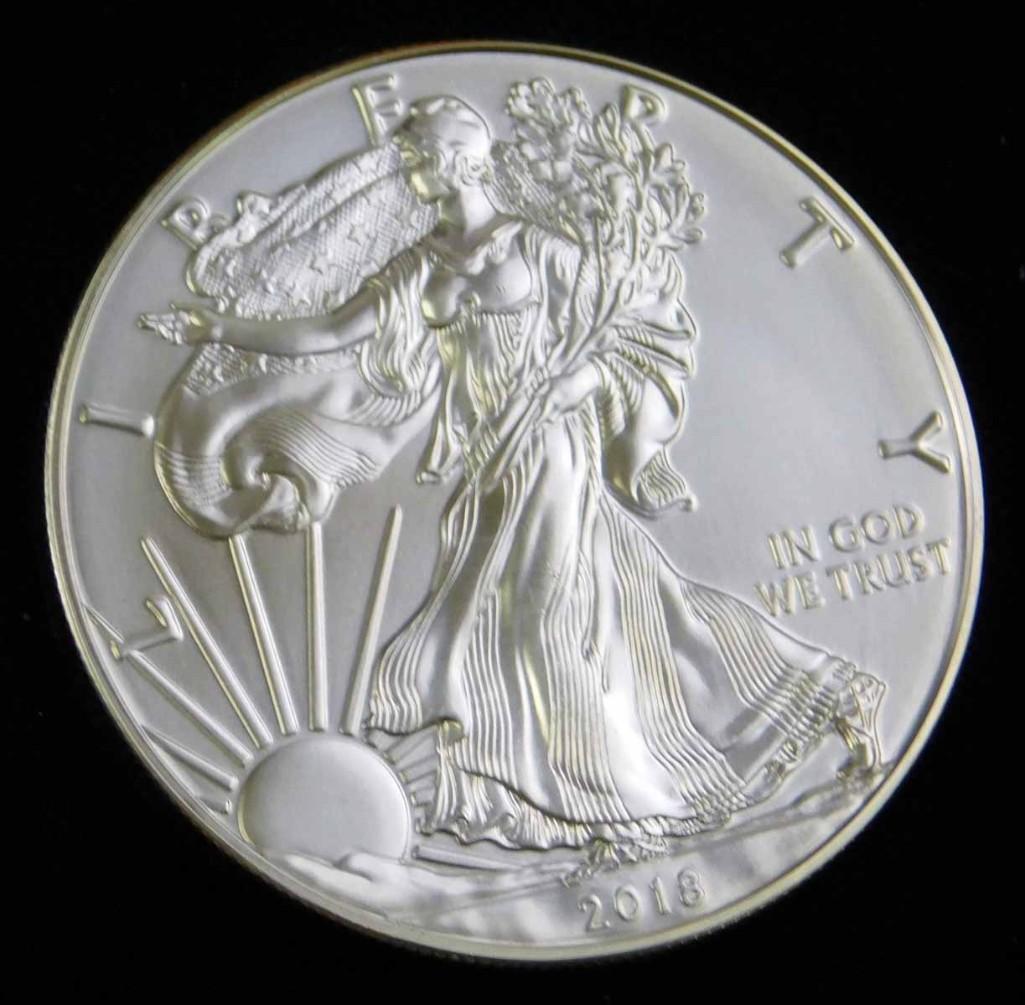 2018 BU American Silver Eagle 1 oz Silver Round (1 of 2)