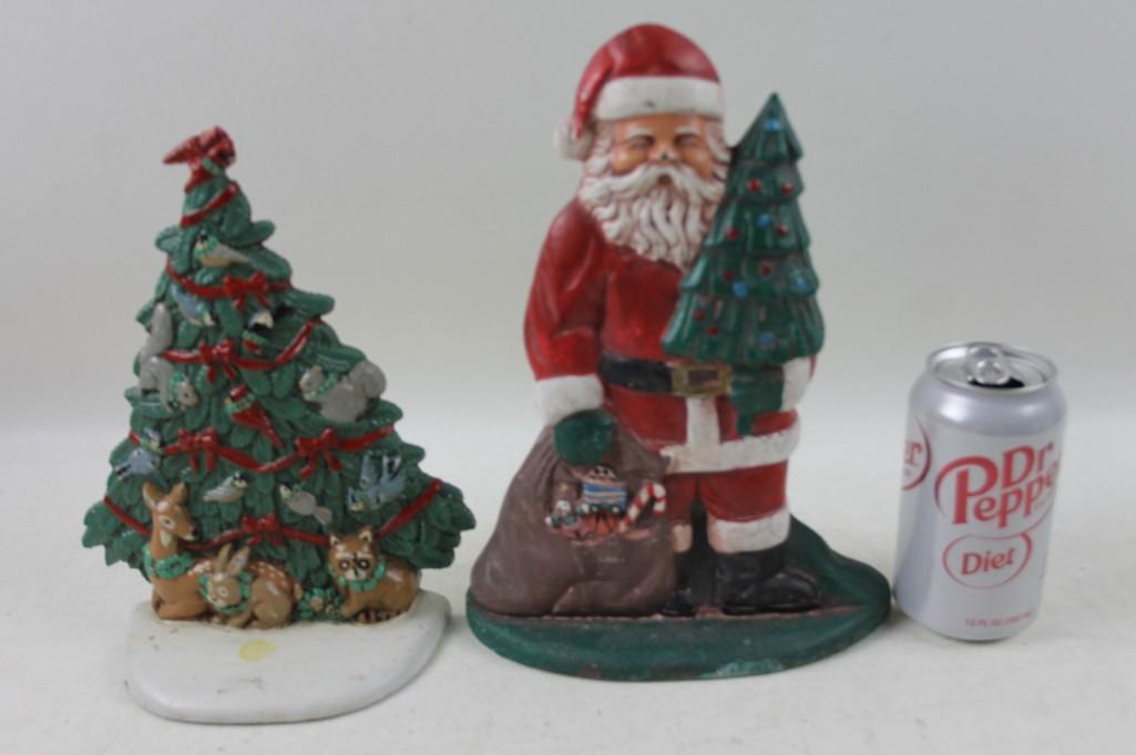 Cast Iron Santa Claus and Christmas Tree Door Stops (1 of 5)