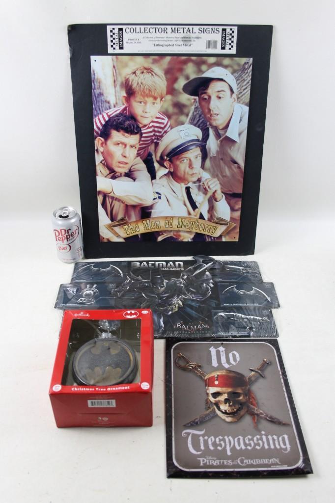 The Men of Mayberry, Batman, Pirates of the Caribbean: The Men of Mayberry Andy Griffith Show Sign, Batman Sign and Ornament, Pirates of the Caribbean Sign