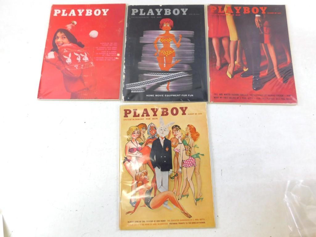 Lot of 4 Playboy Magazines from 1960 and 1961 (1 of 3)