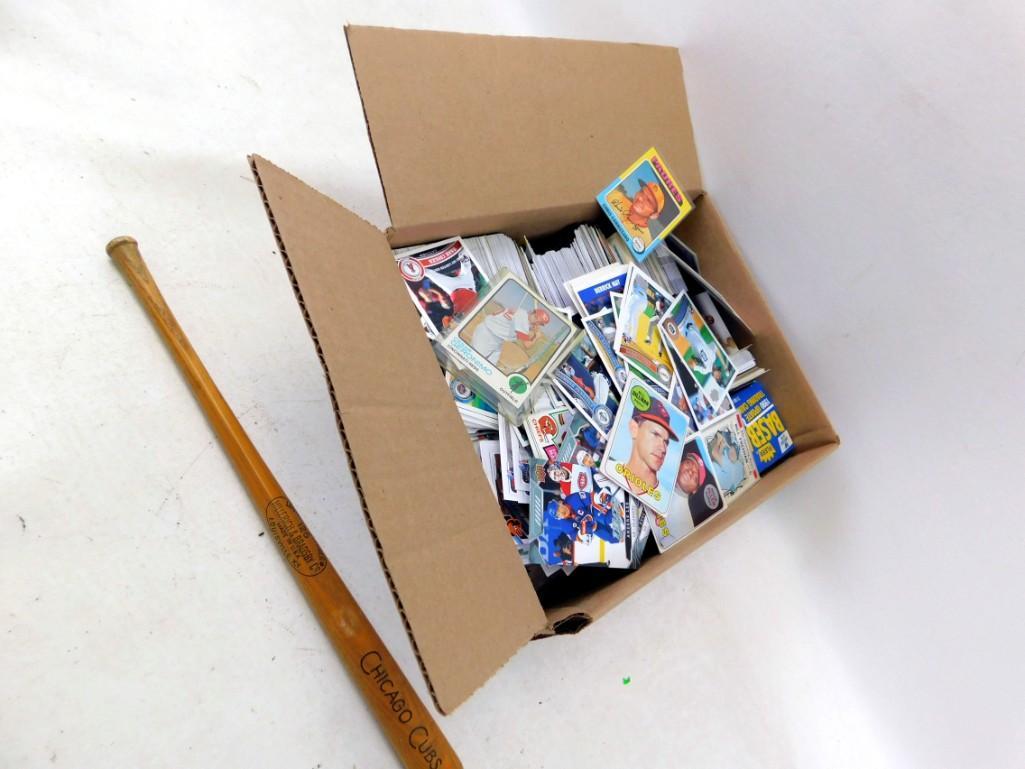 Misc sport cards, some old and mini cubs bat: Misc sport cards, some old, some not old and a mini cubs bat