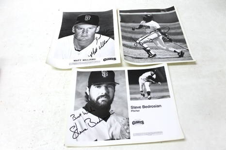 Signed Photos NO COA Steve Bedrosian , Matt Williams ,: Signed Black and White Photos Steve Bedrosian , Matt Williams , Kevin Mitchell No Certificates of Authenticity