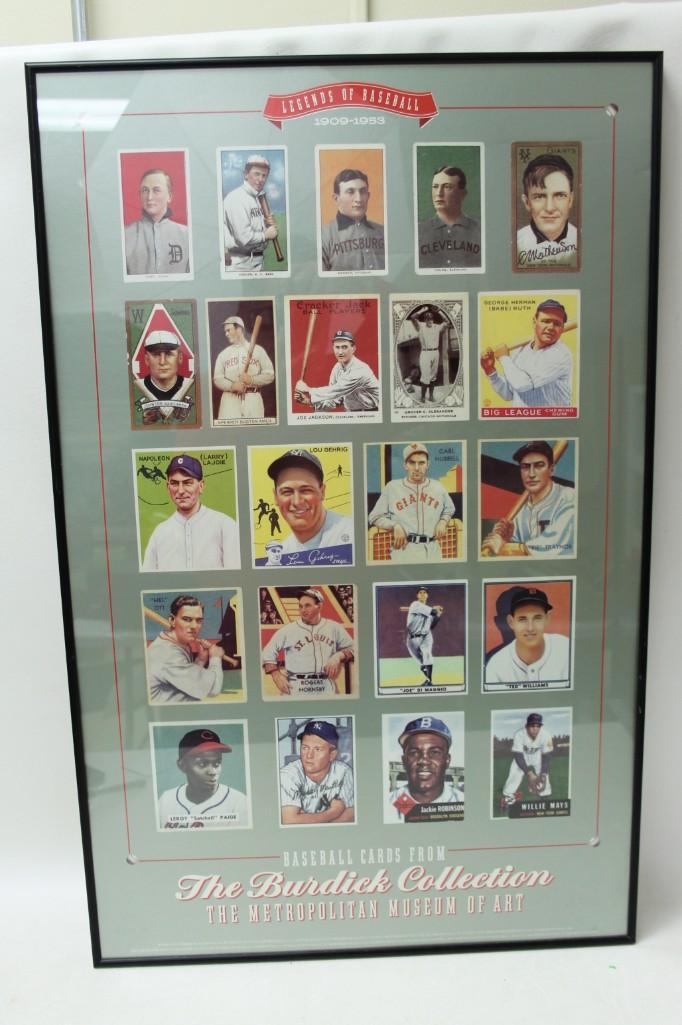 The Burdick Collection Baseball Cards Print Framed: The Burdick Collection Baseball Cards Print Framed - roughly 35" x 23"