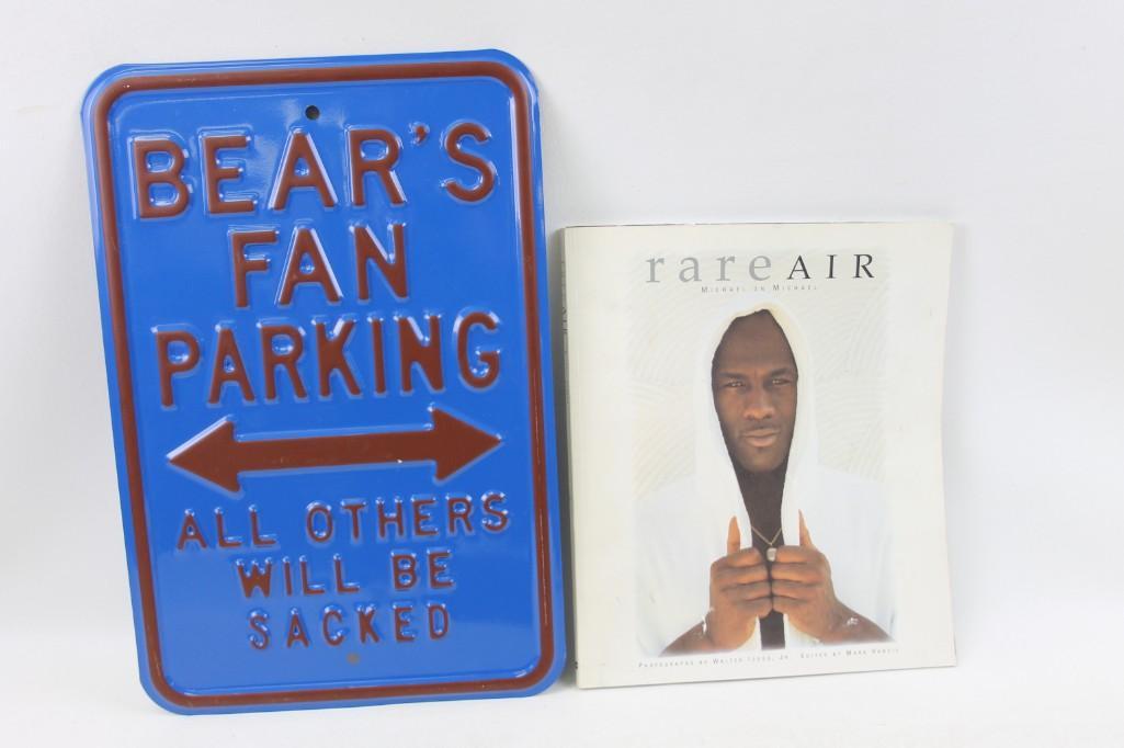 Bears Fan Parking Metal Sign and Michael Jordan Rare (1 of 4)