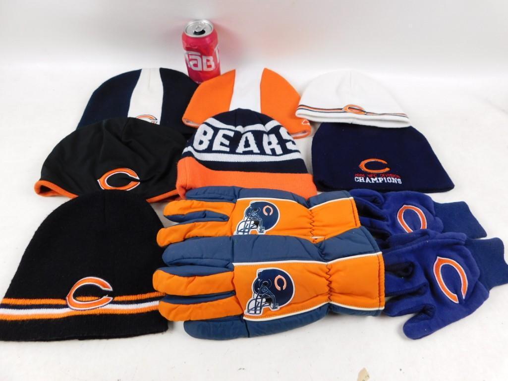 Lot of Chicago Bears Winter Gear including Hats,: Lot of Chicago Bears Winter Gear including Hats, Gloves, etc. Even though it's been warm out, winter is just around the corner...