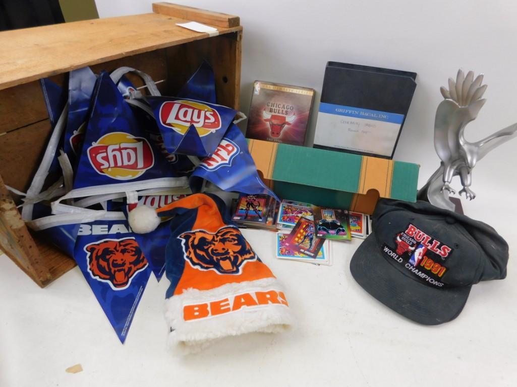 Sports Lot - Bears Flags, Bulls Hat, Bulls - The 1990's (1 of 3)