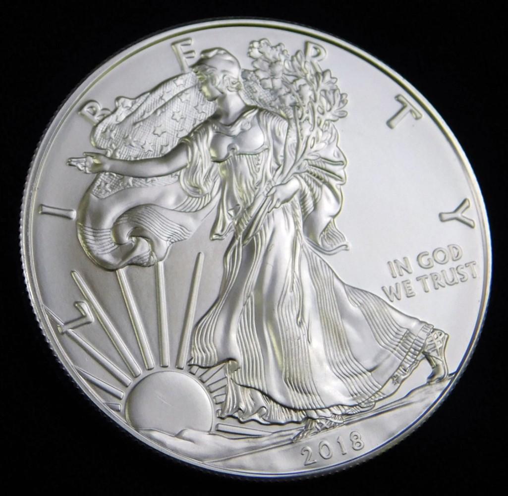2018 BU American Silver Eagle 1 oz Silver Round (1 of 2)