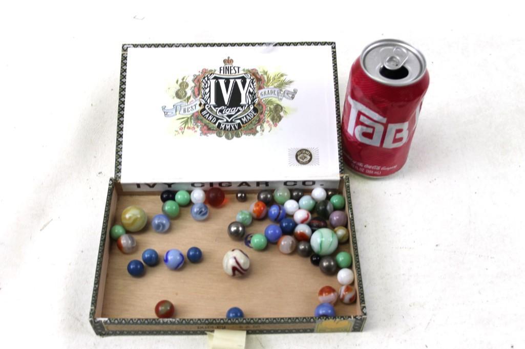 Cigar Box with Vintage Marbles: Cigar Box with Vintage Marbles