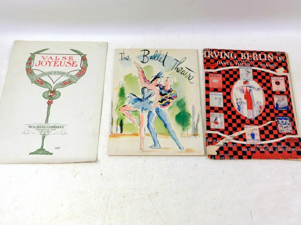Old Ephemera Lot including Irving Berlin Sheet Music,: Old Ephemera Lot including Irving Berlin Sheet Music, The Ballet Theatre and Valse Joyeuse Sheet Music