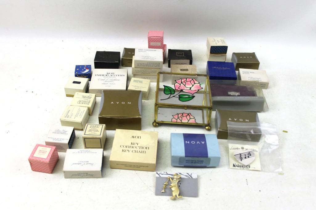 Lot of Costume Jewelry Mostly Avon plus a Small Jewelry: Lot of Costume Jewelry Mostly Avon plus a Small Jewelry Box