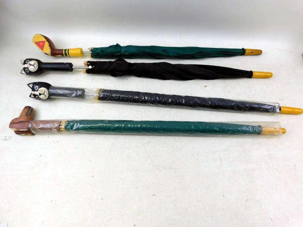 Set of 4 Umbrellas 2 Cats, a Dog and Golf Club: Set of 4 Umbrellas including 2 Cats, a Dog and Golf Club