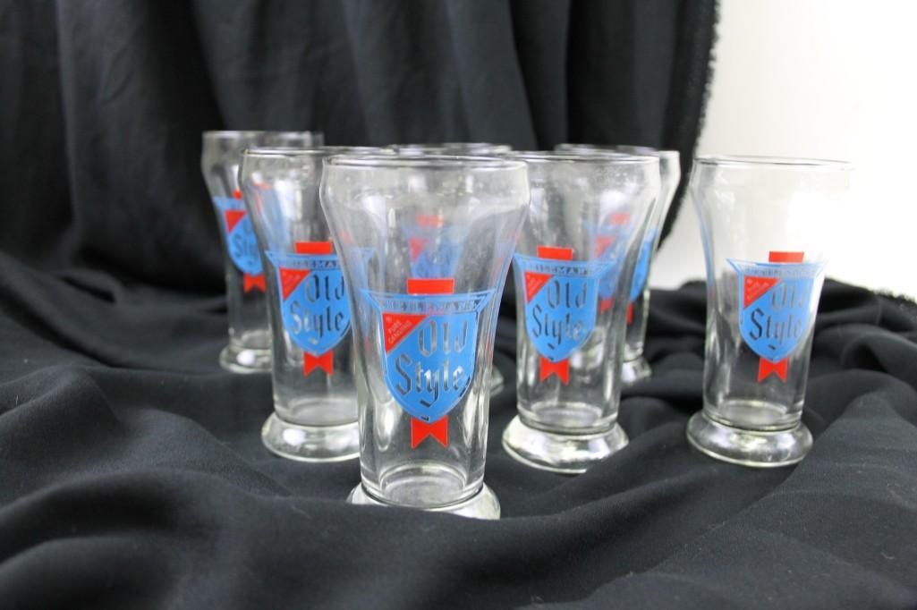 7 Vintage Heilemans Old Style Beer Glasses: Set of 7 Vintage Heileman's Old Style Beer Glasses