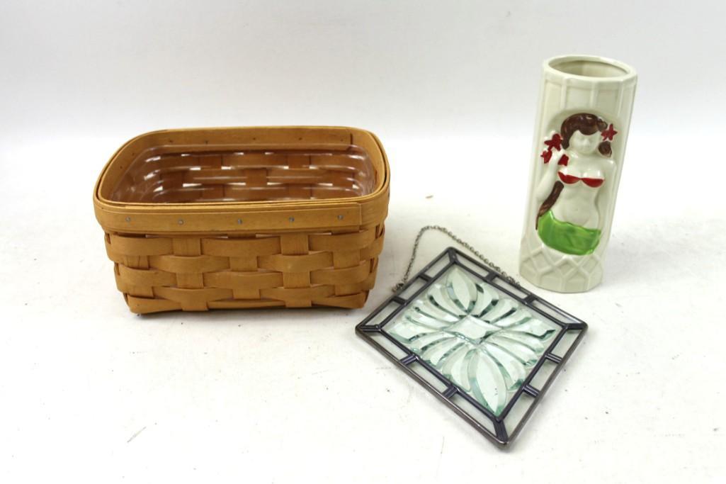 Small Longaberger Basket , Tiki Mug , Glass Window (1 of 4)