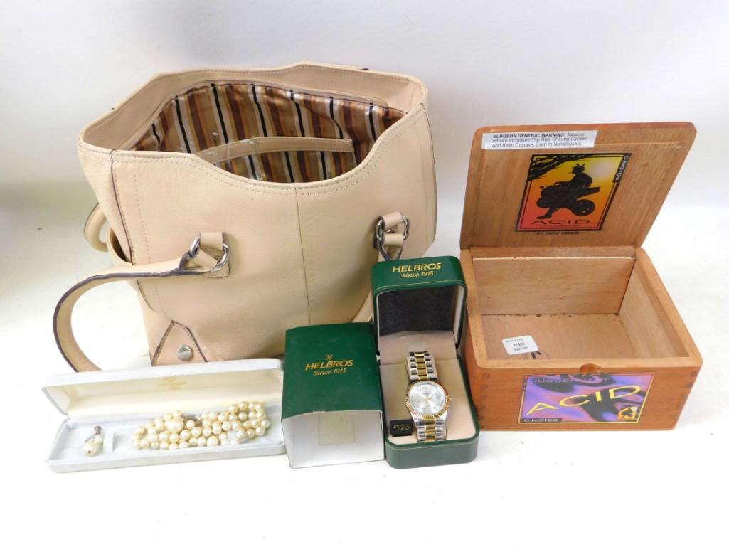 Misc Lot incl Helbros Watch , Cigar Box , Purse , (1 of 7)