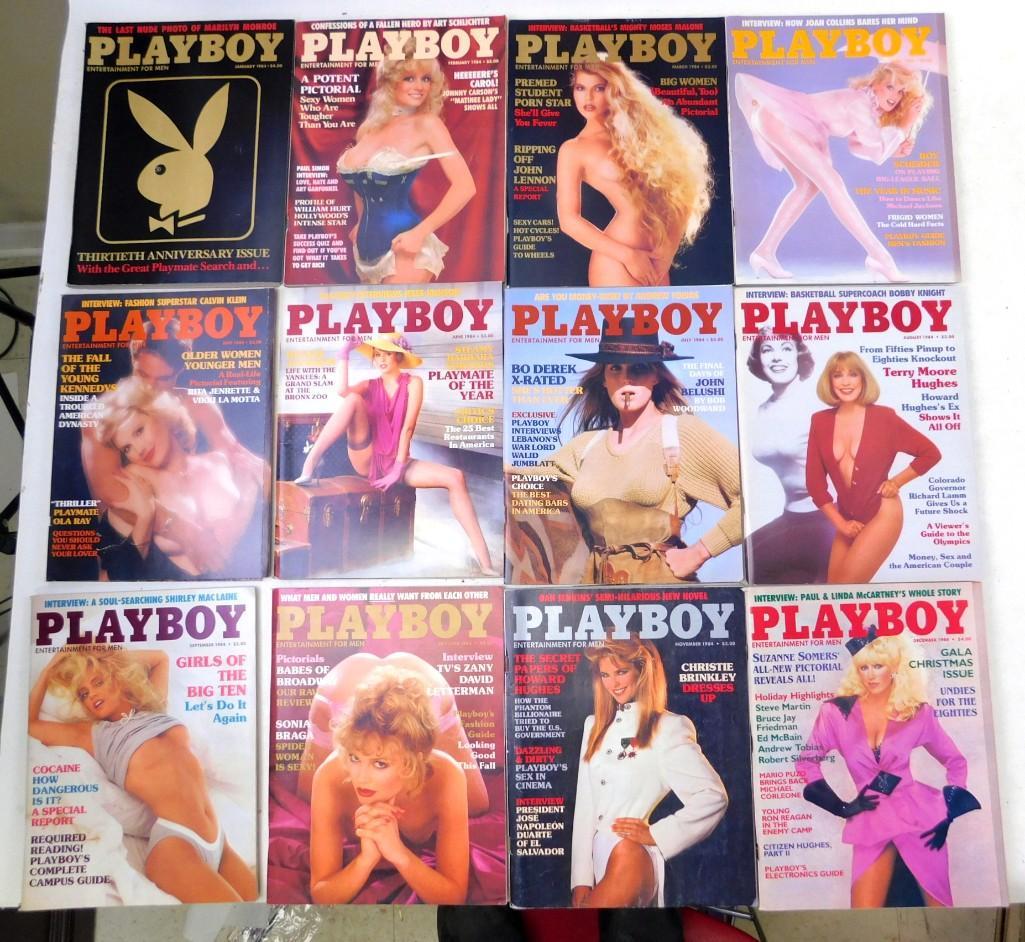 Lot of 12 Playboy Magazines 1984 Complete year January (1 of 3)