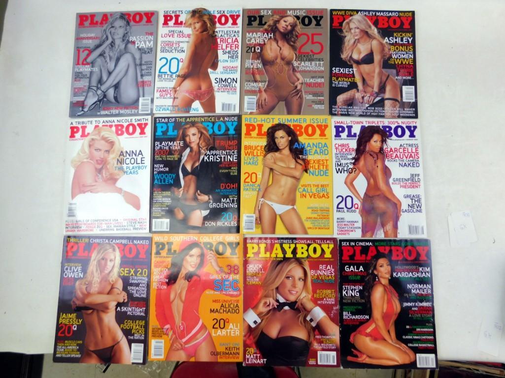 Lot of 12 Playboy Magazines 2007 Complete year January (1 of 3)