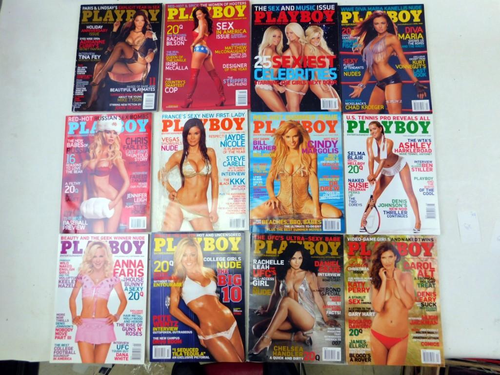 Lot of 12 Playboy Magazines 2008 Complete year January (1 of 3)