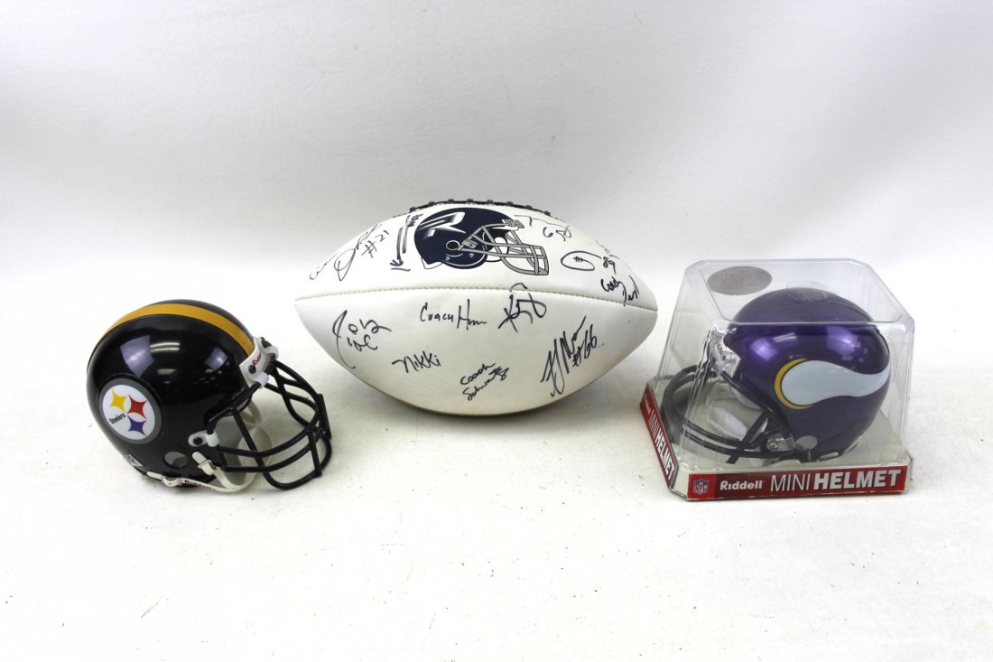 Spalding Arena Football Signed , NO COA and 2 Mini Helm (1 of 4)