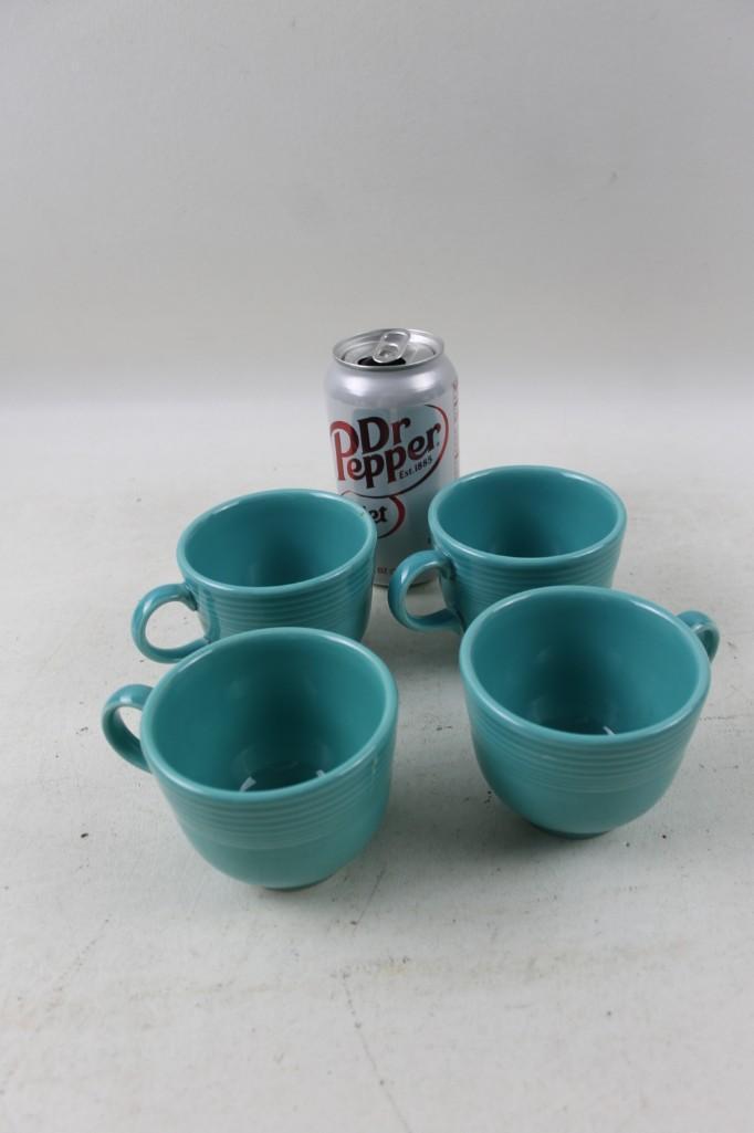 Lot of 4 Fiestaware Ceramic Tea Cups Teal Color: Lot of 4 Fiestaware Ceramic Tea Cups Teal Color