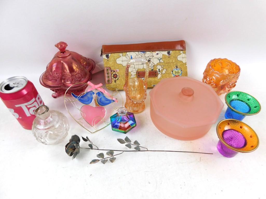 Lot of Misc incl Marigold Carnival Glass , Flashed (1 of 6)