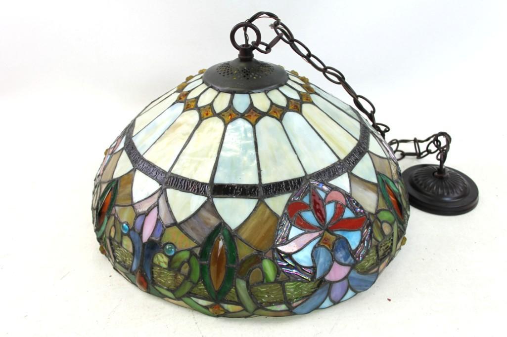 Stained Glass Hanging Lamp or Light Fixture: Stained Glass Hanging Lamp or Light Fixture . Lot B